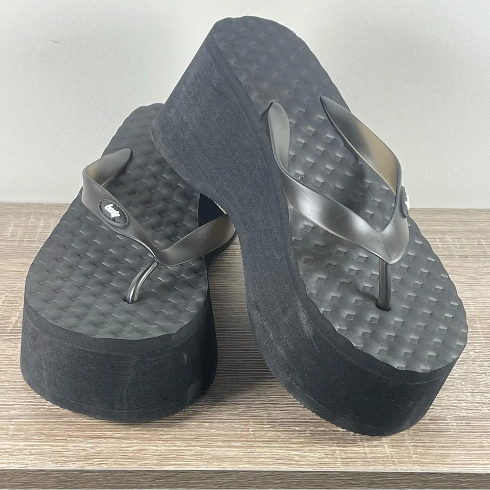 Y2K Body by Tracy Platform Flip Flops Wedge Thong Sandals - Size 9 - Picture 4 of 5